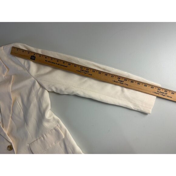 LOFT Women's Fluid Modern Blazer Ivory Cream Lyocell Polyester Linen Size 8 - Picture 10 of 11